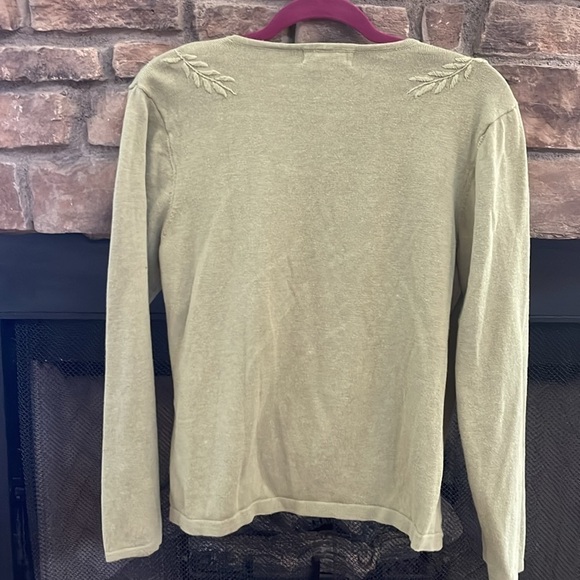 Coldwater creek green sweater with floral design. Size 1X - Picture 5 of 8